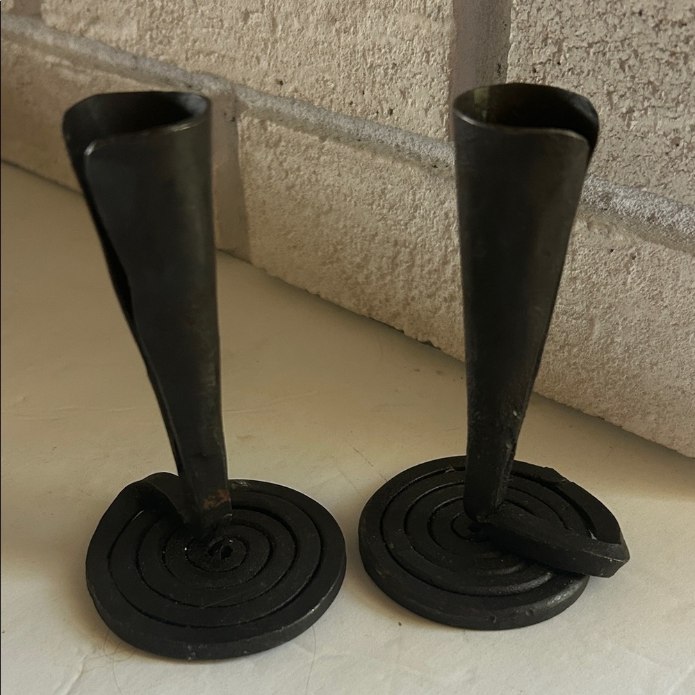 Cast Iron Black Metal Candle Holders